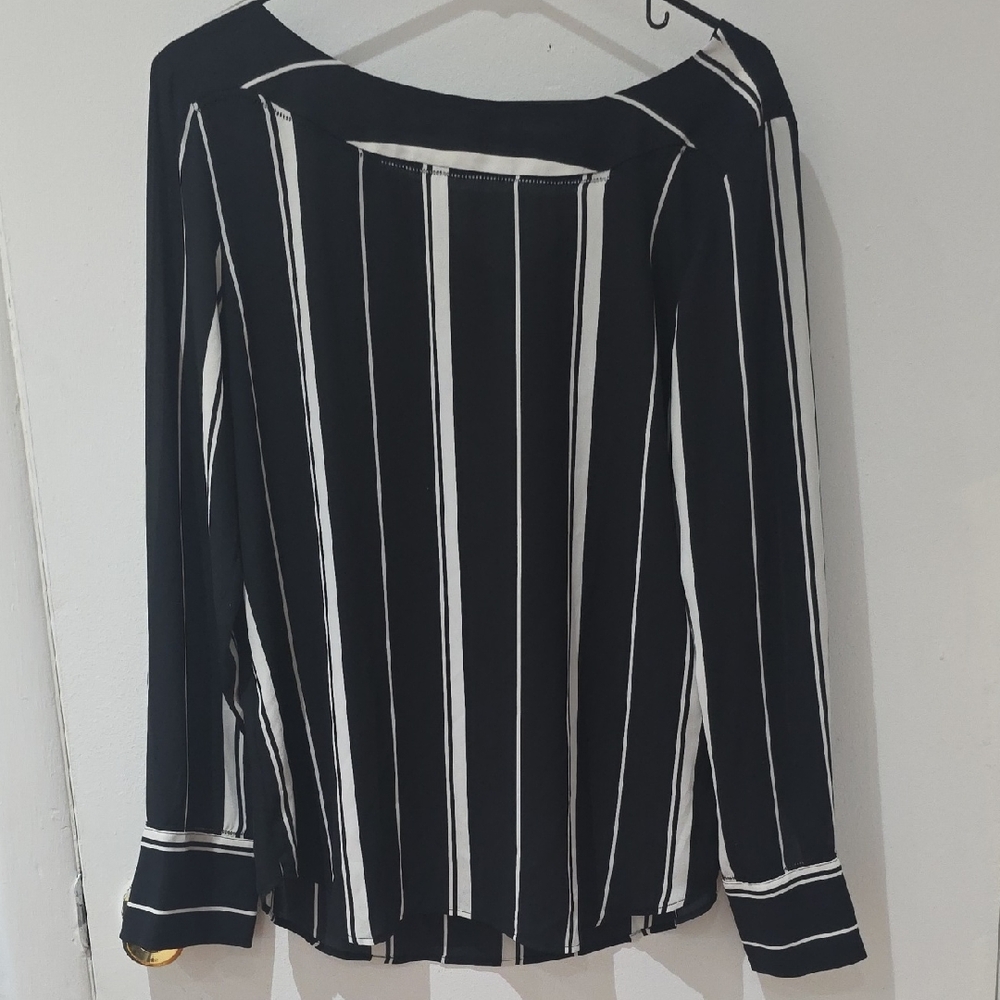 Ann Taylor Black and White Striped Blouse